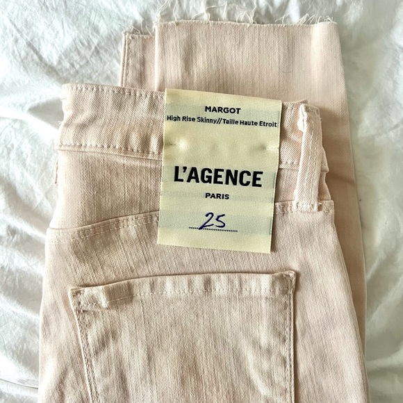 NWT L’AGENCE Margot High Rise Skinny Jeans In Quartz/Light Pink Destruct… - Picture 3 of 8